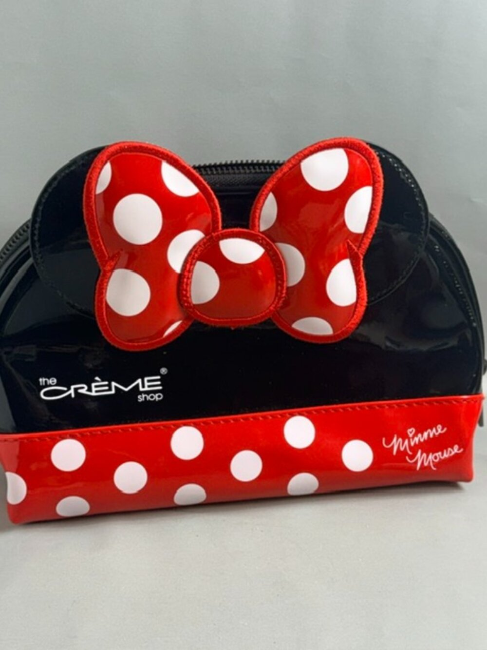 Walt Disney Minnie Mouse Creme Shop Purse Bag Makeup Cosmetic Bow Zip Travel Vtg